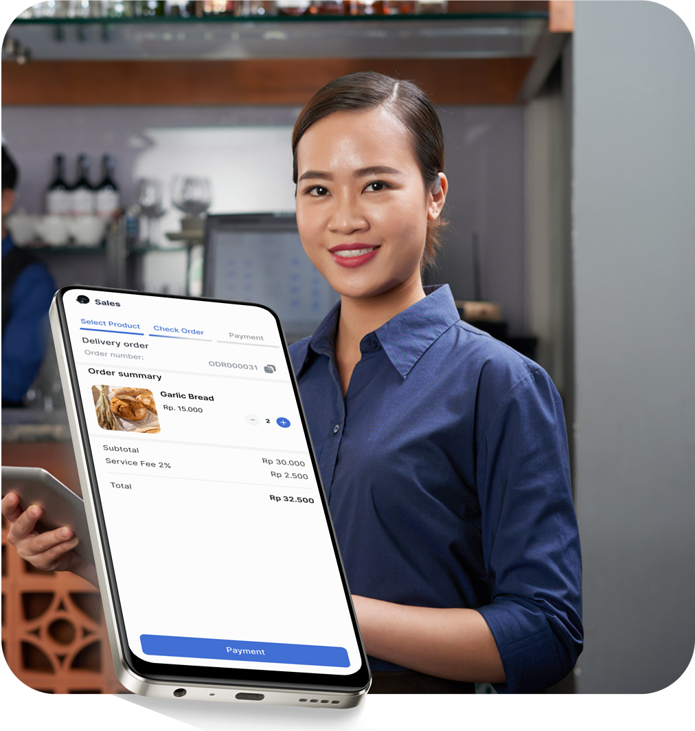 Store owner using POS